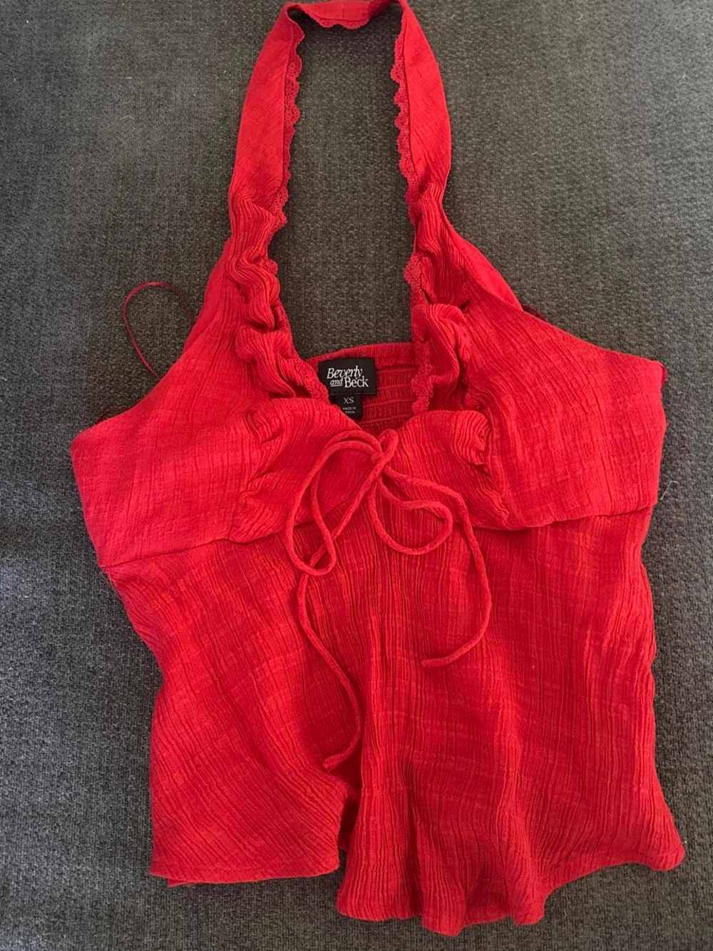 Beverly & Beck Red Halter Mini Dress